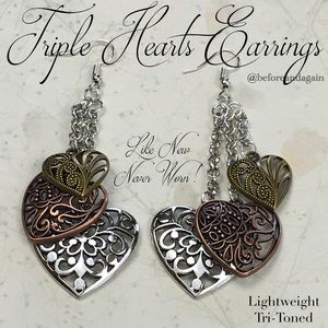 Triple Hearts Boho Earrings